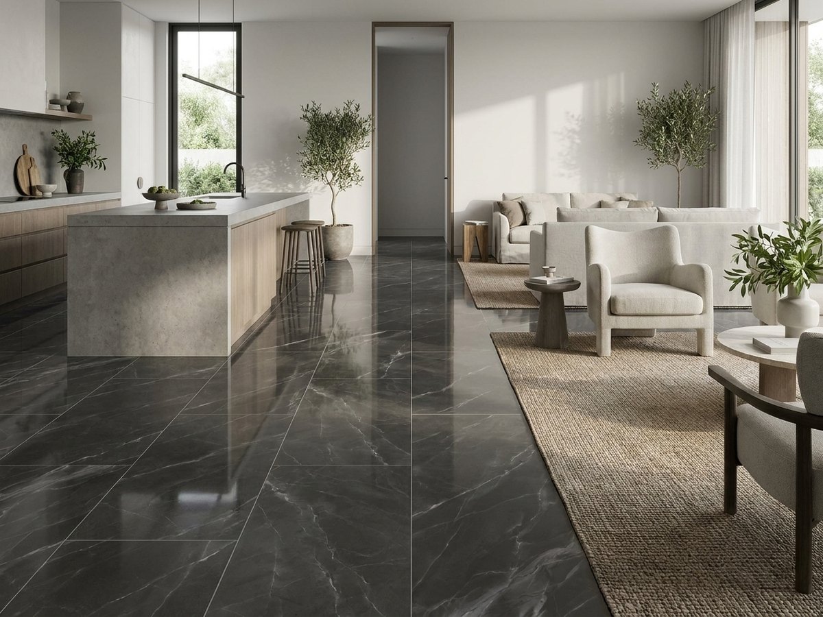 Amani Marble Dark Grey in a room