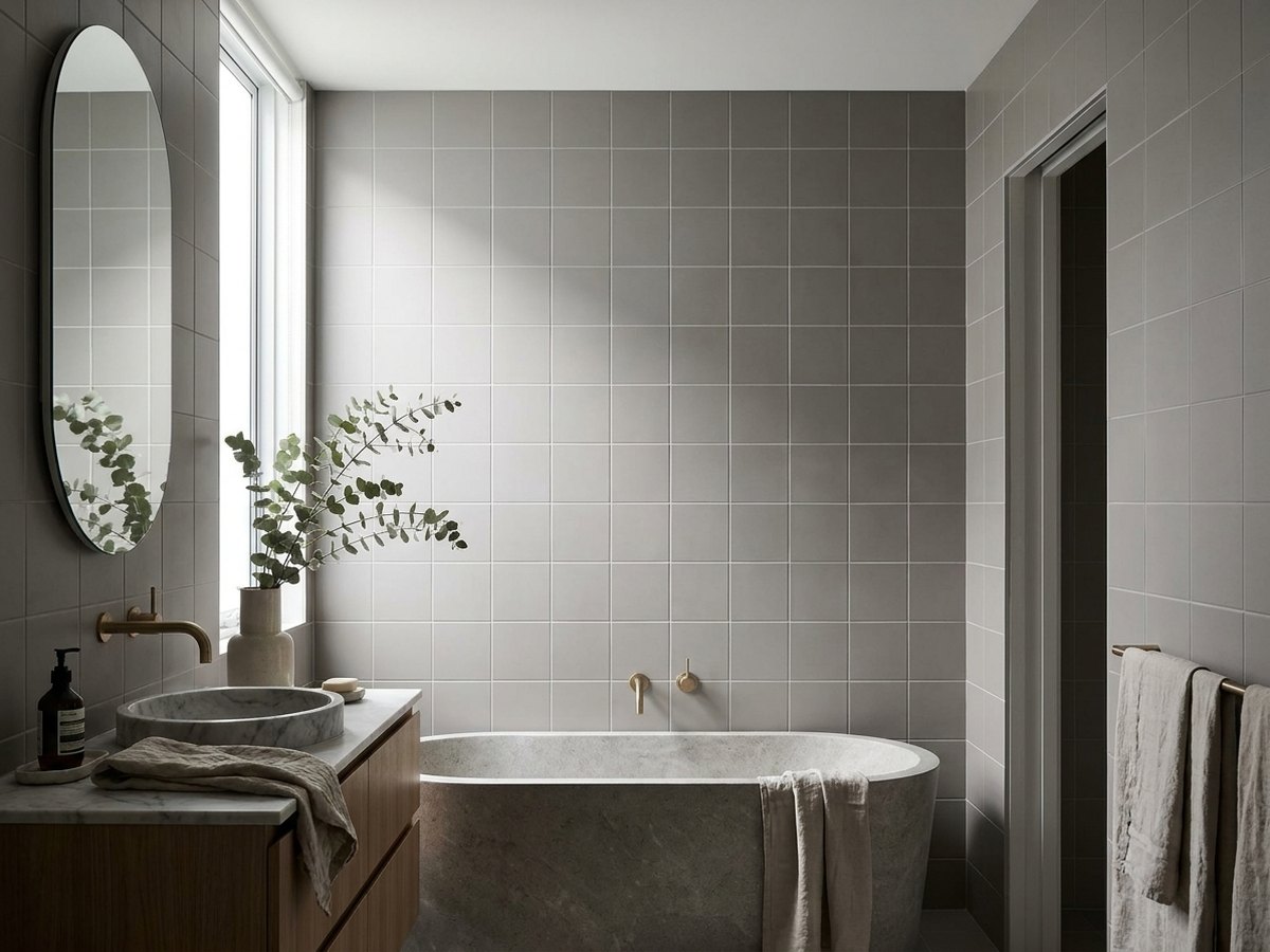 Country Brick Hexagon Light Grey in a room