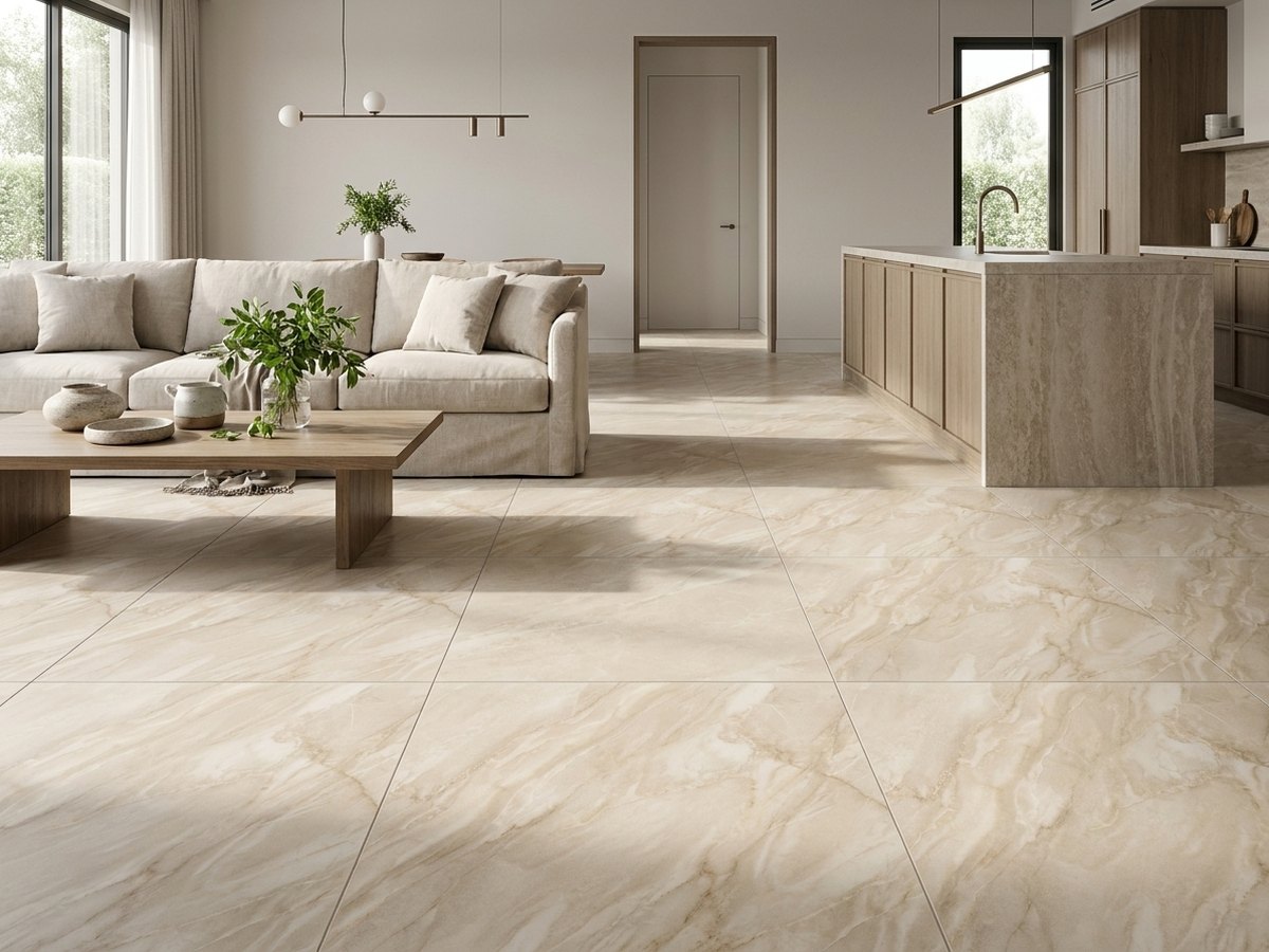 Rapolano Marble Light Beige in a room