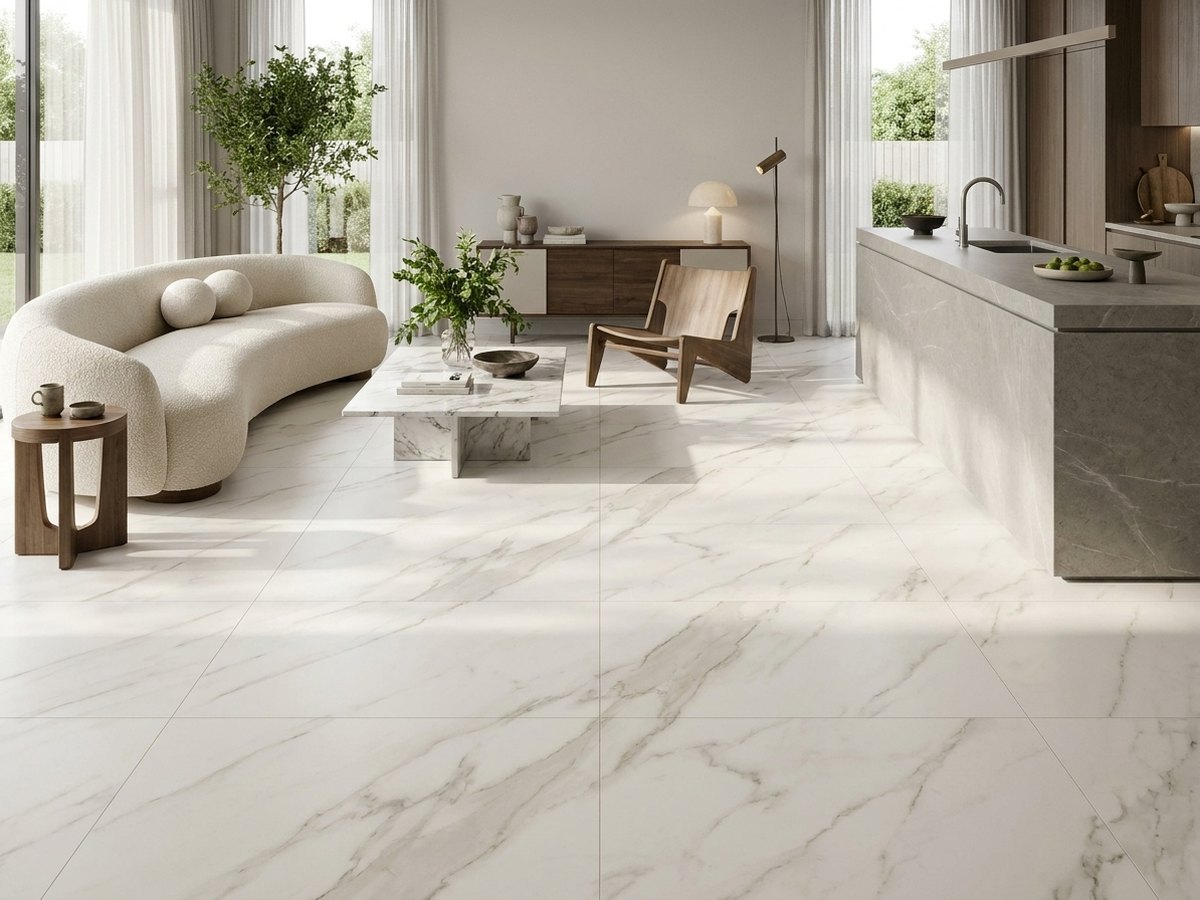 Rapolano Marble White in a room