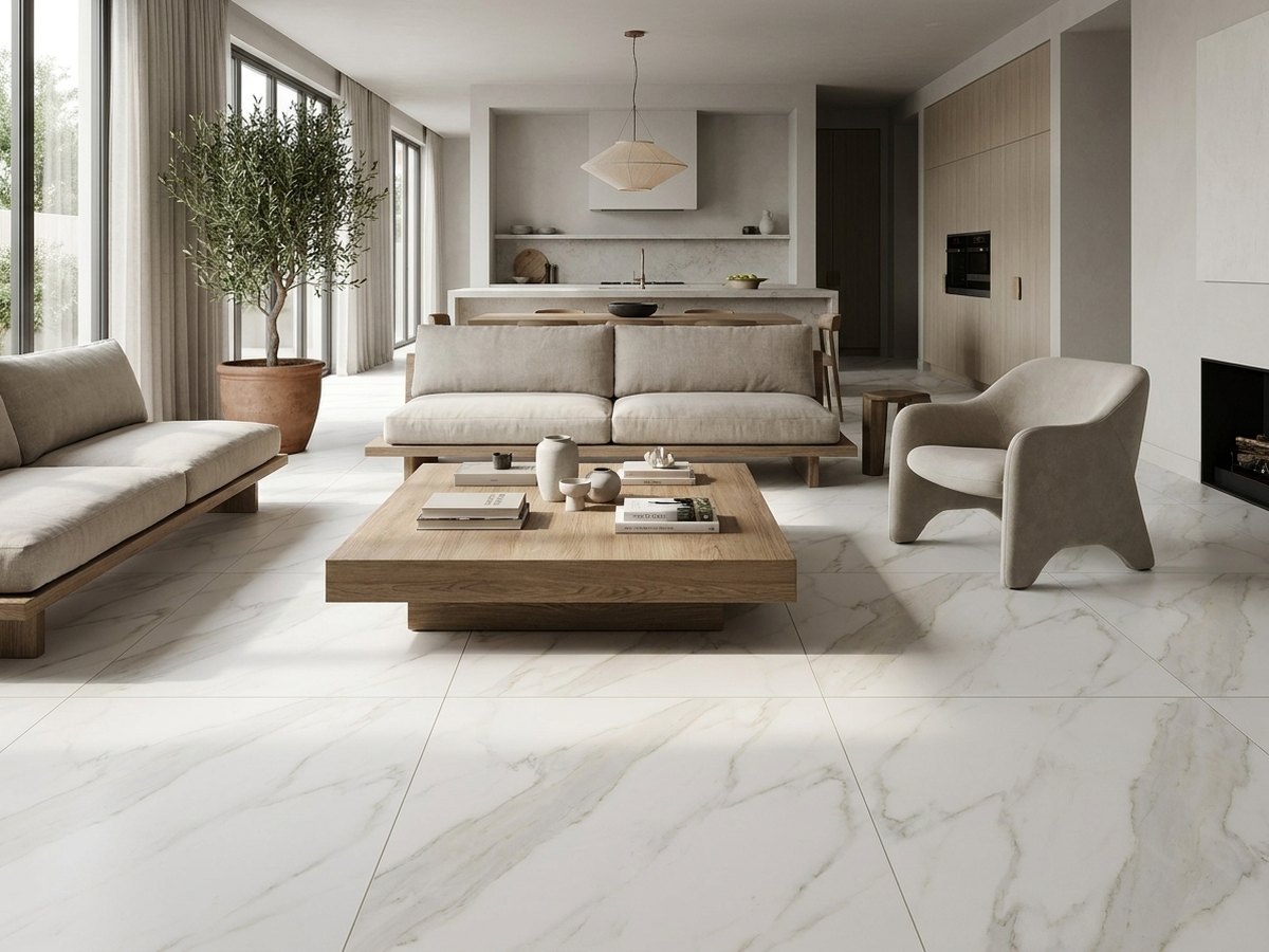 Rapolano Marble White in a room