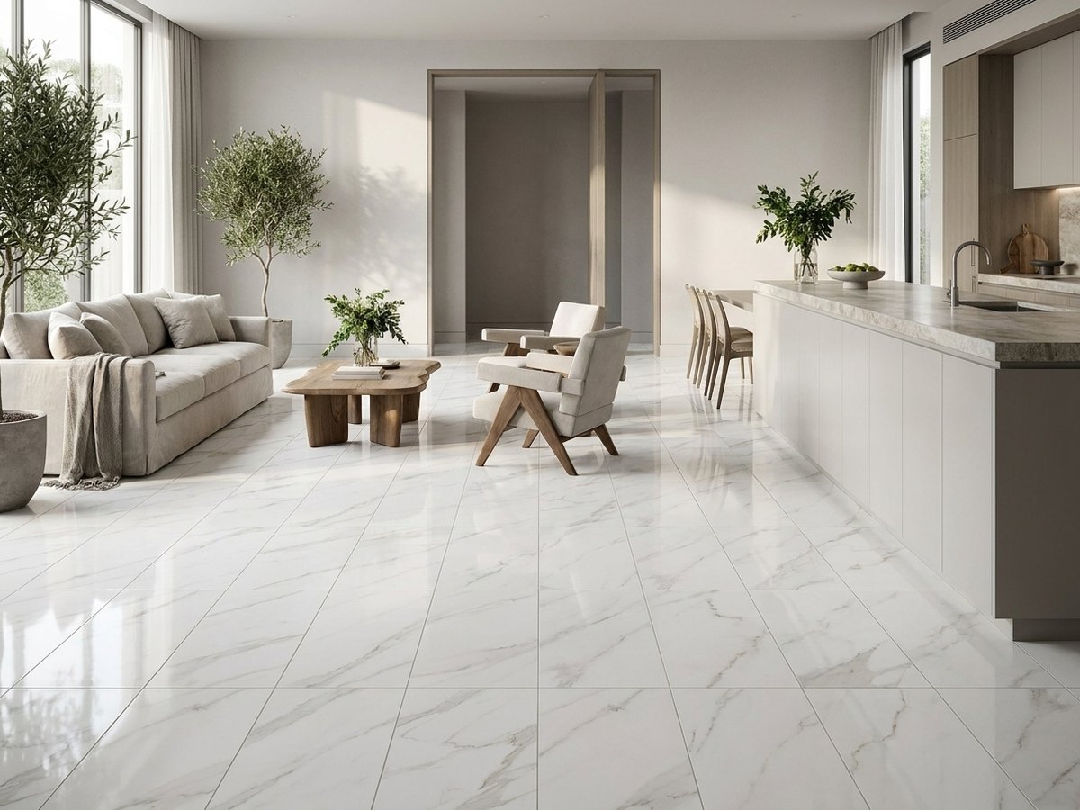 Statuario Continuo White B in a room