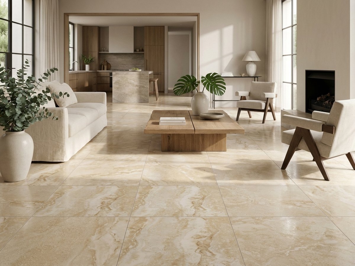 Travertino Marfil in a room